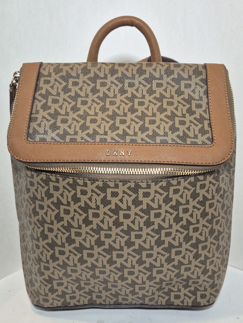 DKNY Bryant Top Zip Women's Medium Backpack Tan & Brown